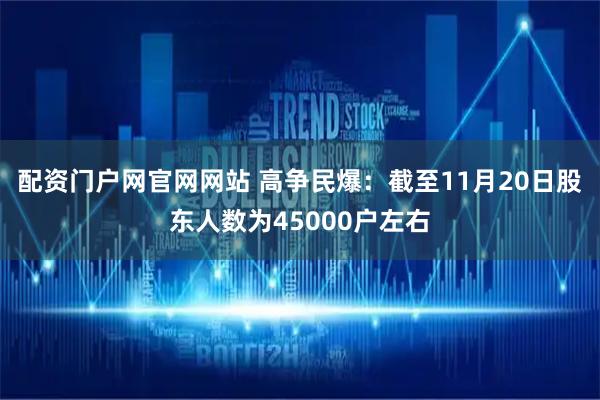 配资门户网官网网站 高争民爆：截至11月20日股东人数为45000户左右